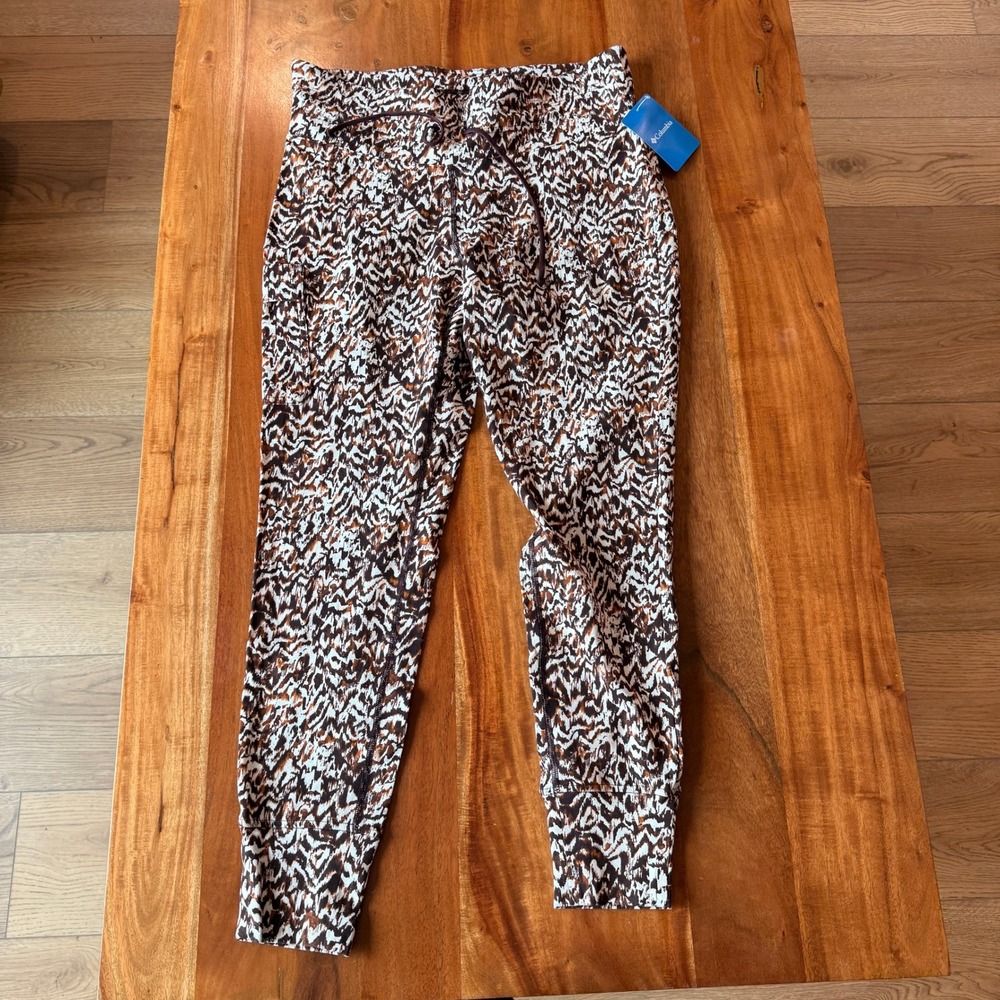 Columbia Women's Brown/White Animal Print Cargo Pocket‎ Joggers Size XL NWT